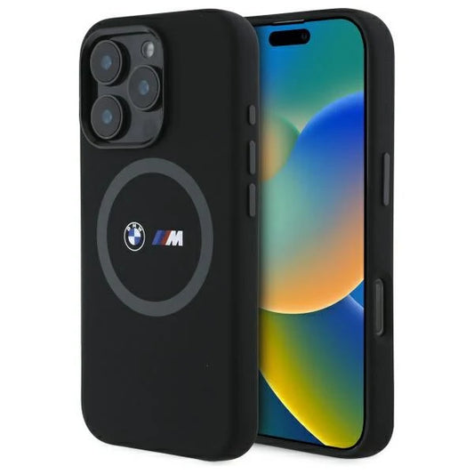 BMW M MagSafe Hülle für iPhone 16 Pro – Schwarz mit Logo & Magnetring-Design