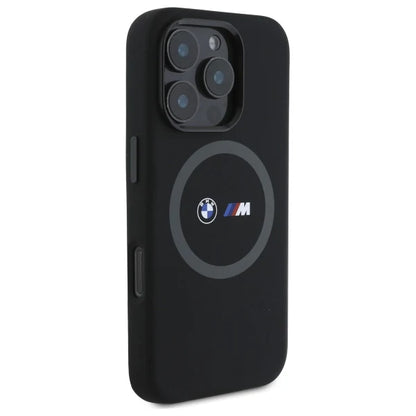 BMW M MagSafe Hülle für iPhone 16 Pro – Schwarz mit Logo & Magnetring-Design