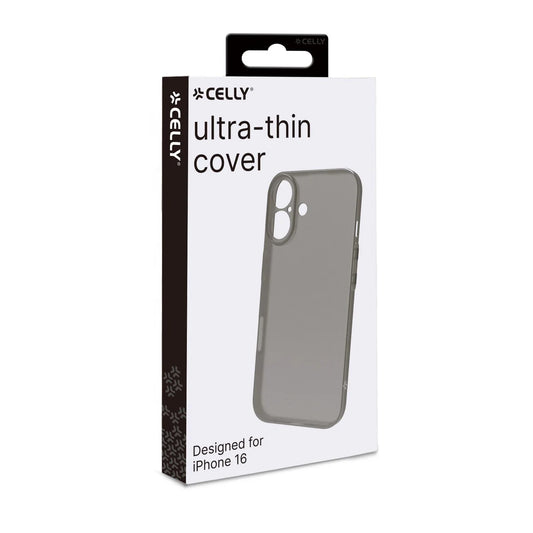 Celly Ultra-Thin Cover für iPhone 16 – Schwarz Transparent