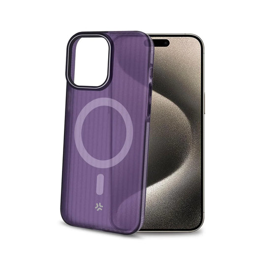 Celly MagSuit Hülle mit MagSafe für iPhone 16 – Violett Transparent