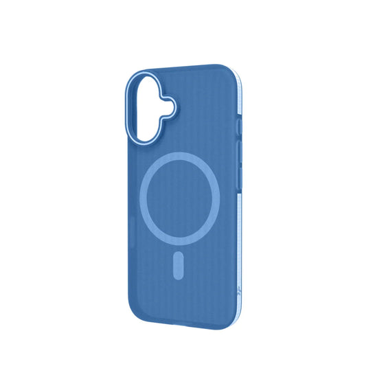 Celly MagSuit Hülle mit MagSafe für iPhone 16 – Blau Transparent