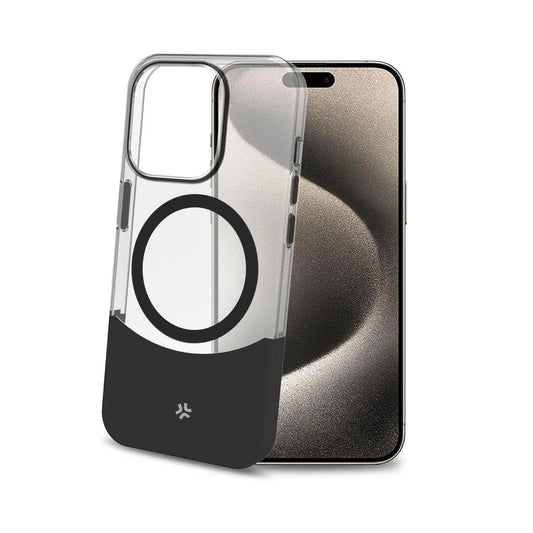 Celly MagDual Case – Schwarz Transparent mit MagSafe für iPhone 16 Pro Max
