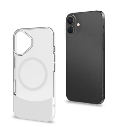 Celly MagSafe Dual Material Hülle für iPhone 16 – Transparent & Weiß