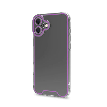 Celly Transparent Cover für iPhone 16 Plus – mit fluoreszierenden Kanten in Lila