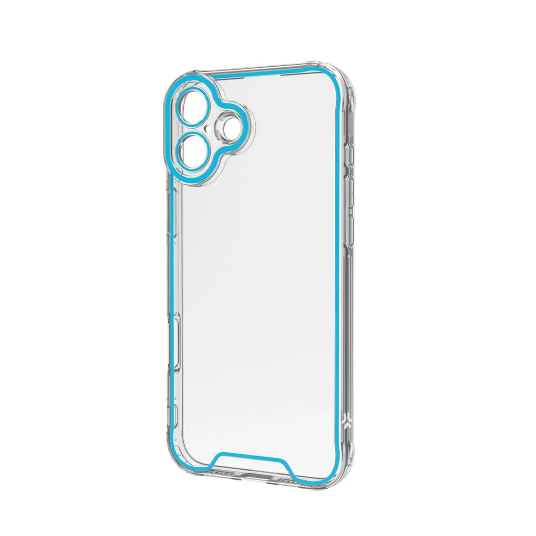 Celly Transparent Cover für iPhone 16 Plus – mit fluoreszierenden Kanten in Blau
