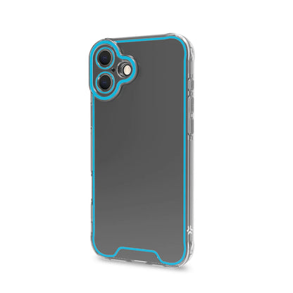 Celly Transparent Cover für iPhone 16 Plus – mit fluoreszierenden Kanten in Blau