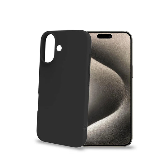 Celly Cromo Silikonhülle für iPhone 16 – Schwarz