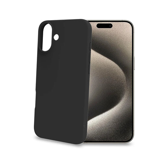 Celly Soft-Touch Cover für iPhone 16 Plus – Schwarz, schlicht & sicher