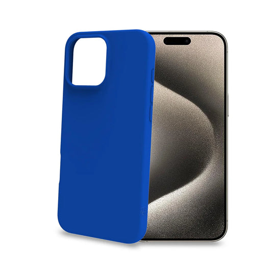 Celly Cromo Silikonhülle für iPhone 16 Pro Max – Blau, stoßfest & matt
