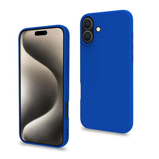 Celly Soft-Touch Cover für iPhone 16 Plus – Mattes Blau, maximaler Schutz