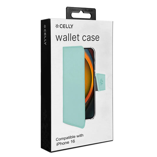 Celly Wallet Case für iPhone 16 – Mintgrün