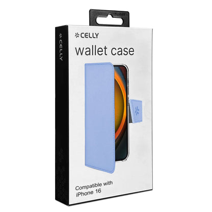 Celly Wally Wallet Case für iPhone 16 – Hellblau