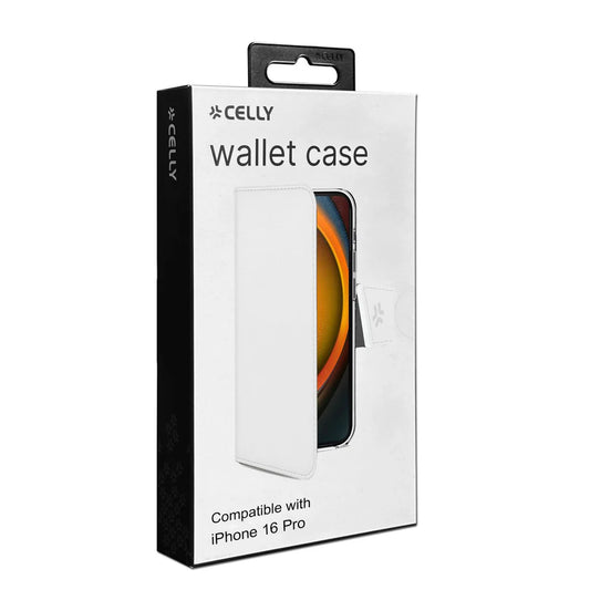 CELLY Wallet Case iPhone 16 Pro – White Smart Edition