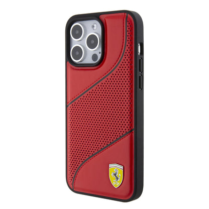 Ferrari Perforated Leather Hardcase für iPhone 15 Pro Max – Rot