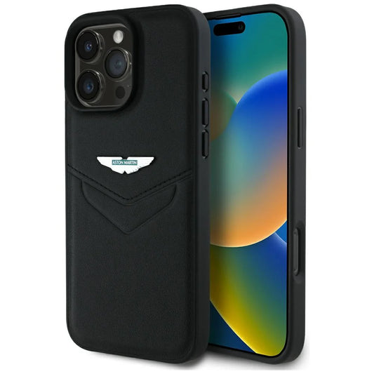 Aston Martin Leder Case – Schwarz für iPhone 16 Pro Max