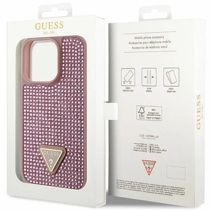 GUESS Schutzhülle für iPhone 16 Pro Max – Rosa mit Logo-Emblem
