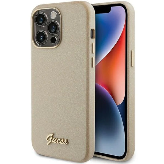 Guess Glitter Case Hülle für iPhone 15 Pro Max – Gold