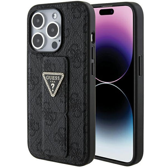 Guess Stand Case Hülle für iPhone 15 Pro Max – Schwarz mit Logo