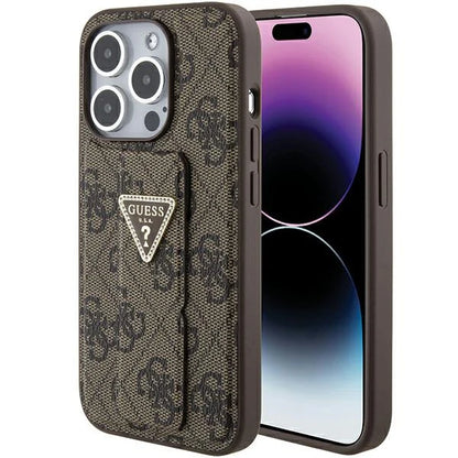Guess 4G Hülle mit Standfunktion für iPhone 15 Pro Max – Braun