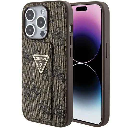 Guess 4G Hülle mit Standfunktion für iPhone 15 Pro Max – Braun