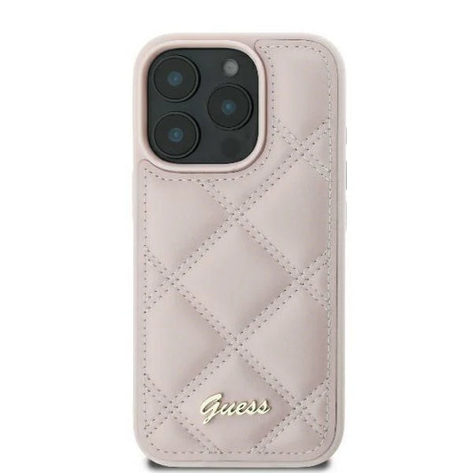Guess Quilted Hülle für iPhone 16 – Rosa mit Stepp-Design & Logo | LimTel Accessoires