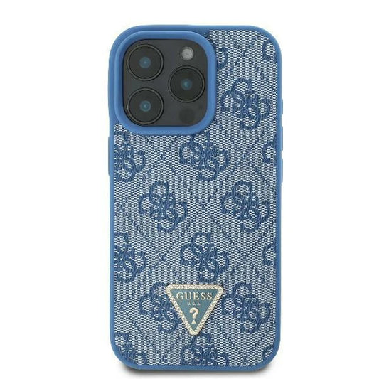 GUESS 4G Denim Crossbody Hülle mit Kette – für iPhone 16 (Jeansblau)