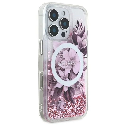 GUESS Floral Glitter Hülle für iPhone 16 Pro – Funkelnd. Feminine. Funktional