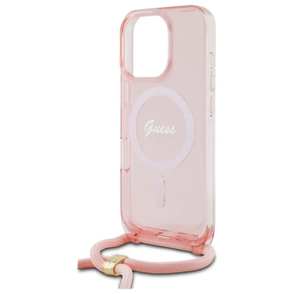 GUESS Crossbody Hülle Rosé für iPhone 16 Pro – Stylisch, smart & immer griffbereit