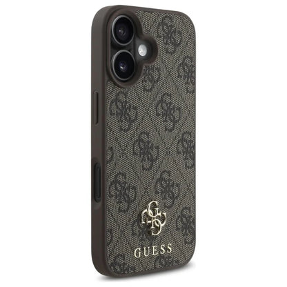 GUESS 4G Jacquard Schutzhülle – iPhone 16 Case mit Logo-Muster & Gold-Emblem