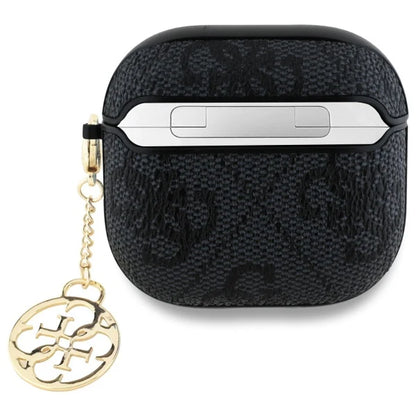 GUESS AirPods 4 Hülle – Schwarz & Gold | Luxuriöses Case mit Anhänger