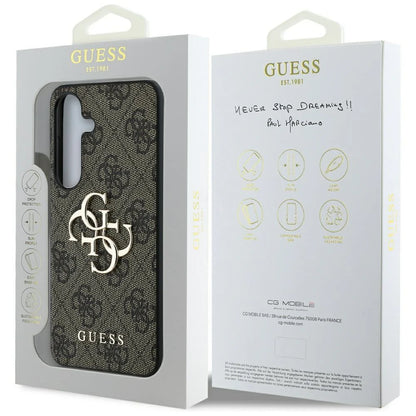 Guess 4G Logo Hardcase für Samsung Galaxy S25 – Braun/Gold