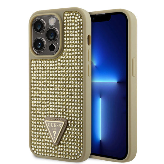GUESS Glitter Hülle mit Logo – für iPhone 16 (Gold)