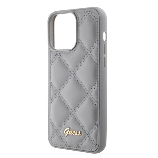 GUESS Quilted Hülle Grau für iPhone 16 Pro – Elegant. Schlicht. Sicher.