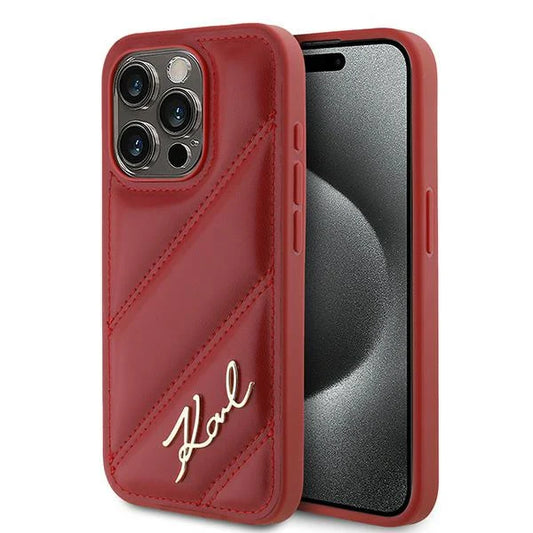 Karl Lagerfeld Quilted Hülle für iPhone 15 Pro Max – Rot