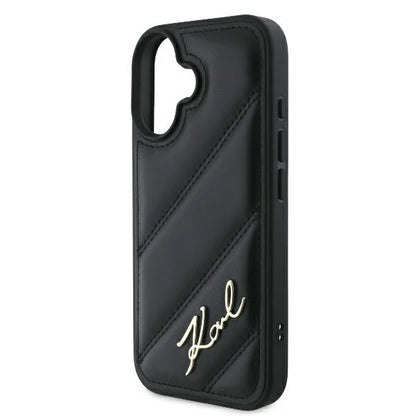Karl Lagerfeld Hülle für iPhone 16 – Schwarz mit 3D "Karl"-Logo