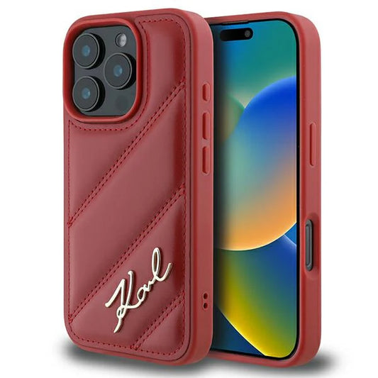 Karl Lagerfeld Hülle für iPhone 16 Pro – Rotes Luxus-Design mit Kult-Faktor