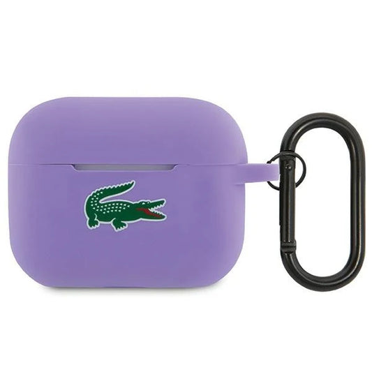 AirPods Pro 2 Hülle – Lila Silikon Case von Lacoste mit Karabiner