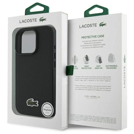 Lacoste Hülle für iPhone 16 Pro – Schwarz – Original & MagSafe-kompatibel