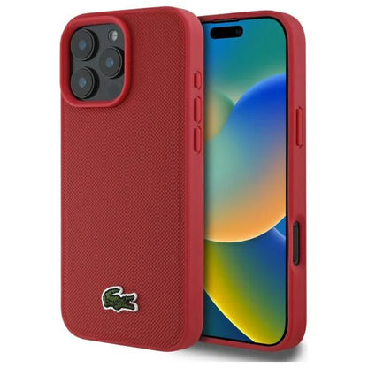 Lacoste Hülle für iPhone 16 Pro – Rot – Original & MagSafe-kompatibel