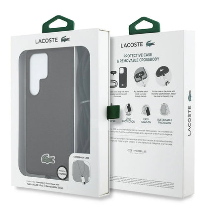 Lacoste Crossbody Case für Samsung Galaxy S25 Ultra – Schwarz | Hardcase mit Umhängeband