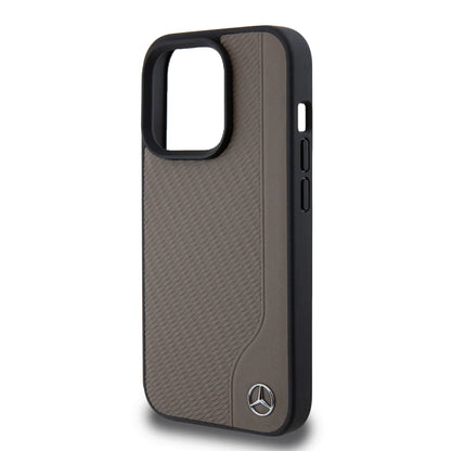 Mercedes-Benz Hardcase Hülle für iPhone 15 Pro Max – Braun, Logo Emblem