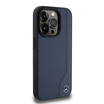 Mercedes-Benz Hardcase Hülle Carbon Design für iPhone 15 Pro Max – Blau
