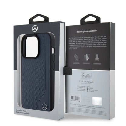 Mercedes-Benz Hardcase Hülle Carbon Design für iPhone 15 Pro Max – Blau