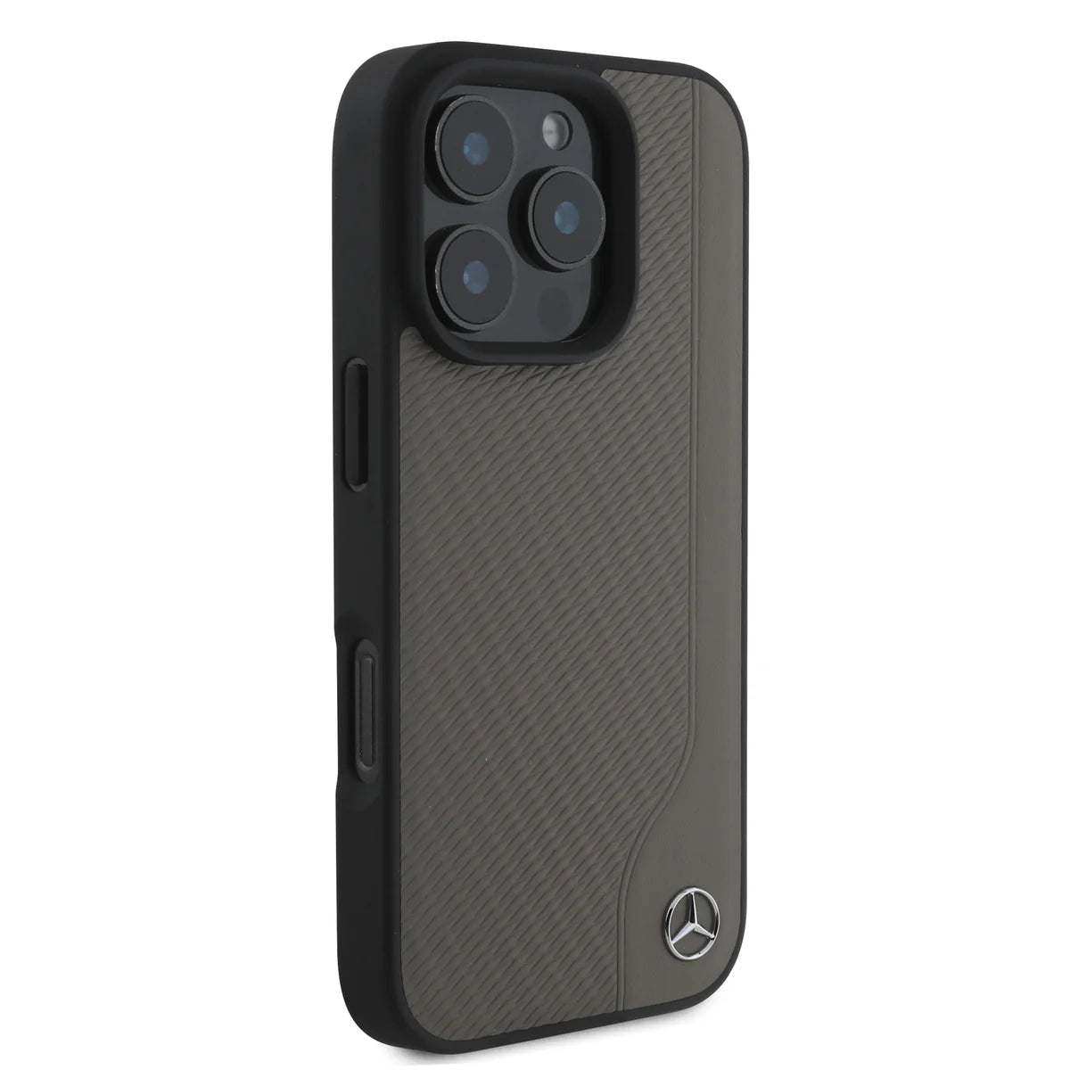 Mercedes-Benz Backcover für iPhone 16 Pro Max – Schwarz-Grau mit 3D-Metalllogo