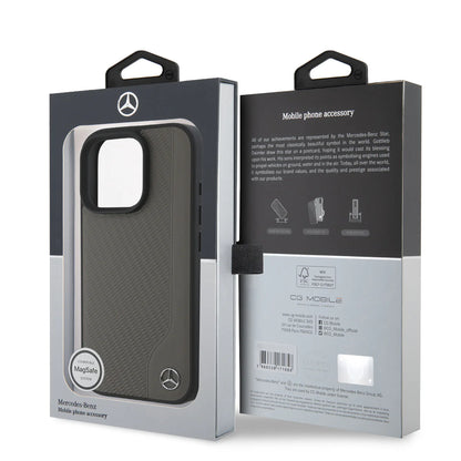Mercedes-Benz Backcover für iPhone 16 Pro Max – Schwarz-Grau mit 3D-Metalllogo