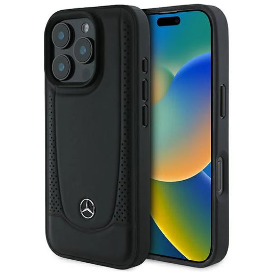 Mercedes-Benz Schutzhülle für iPhone 16 Pro – Schwarz, Elegantes Perforiertes Design