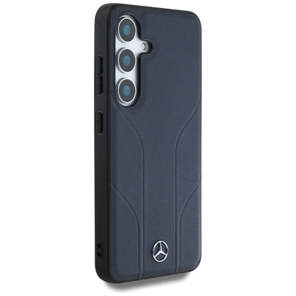 Mercedes-Benz Leather Look Case für Samsung Galaxy S25 – Navy Blau