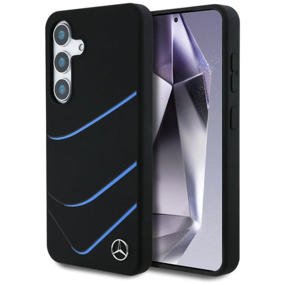 Mercedes-Benz Silicone Backcover für Samsung Galaxy S25 – Schwarz/Blau