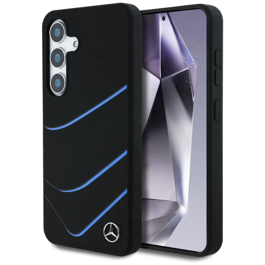 Mercedes-Benz Silicone Backcover für Samsung Galaxy S25 – Schwarz/Blau