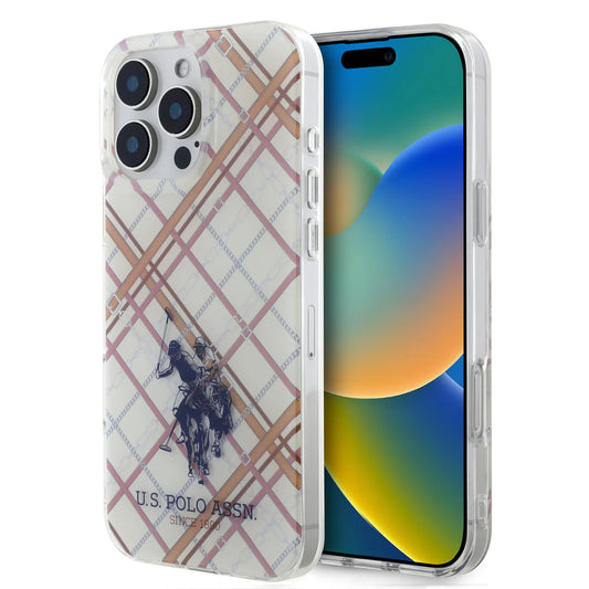 U.S. Polo Assn. Hülle für iPhone 16 Pro – Transparent mit klassischem Polo-Muster